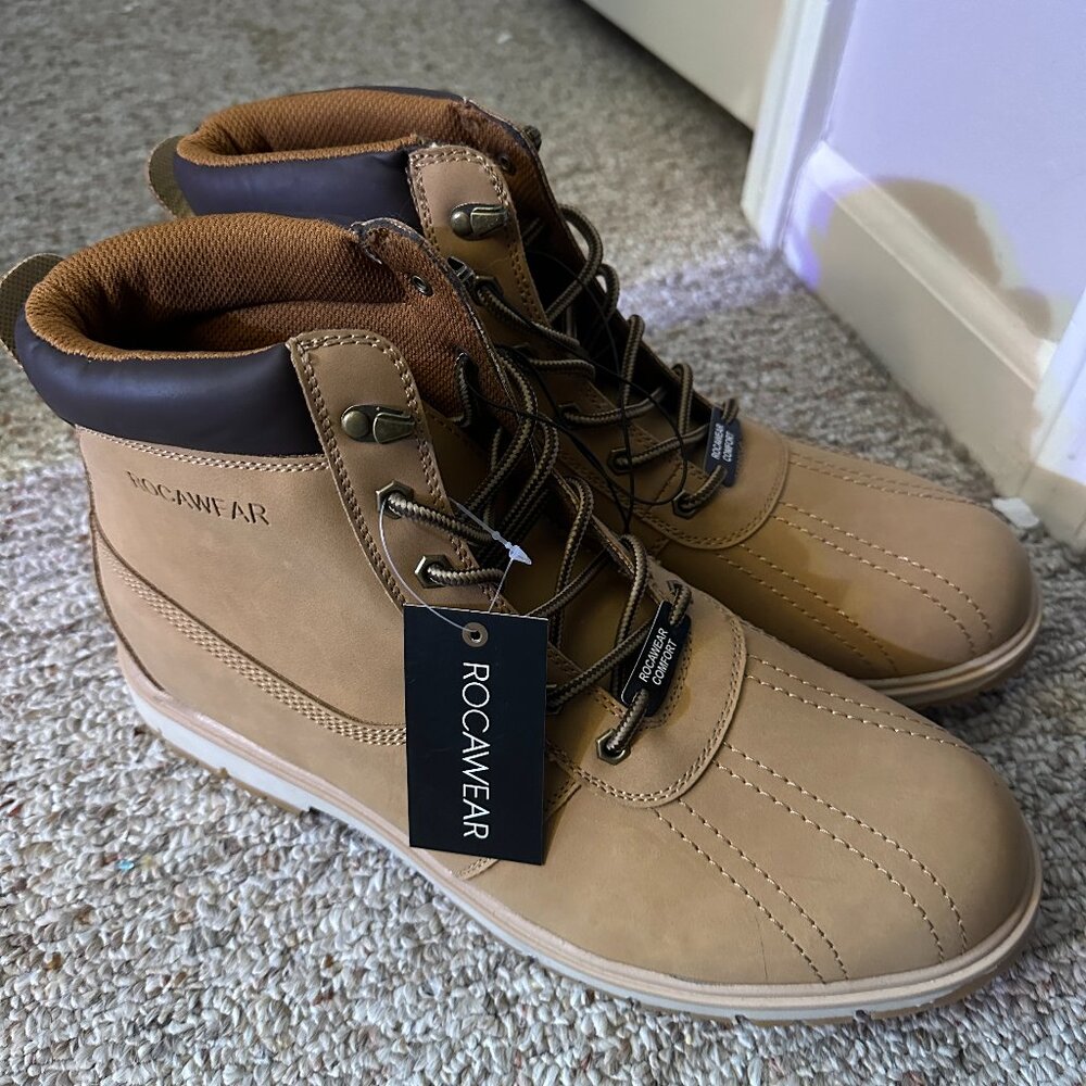 NWT ROCAWEAR MSRP $94.99 ALDON MEN'S BEIGE CASUAL HIKING BOOTS SHOES SIZE 12